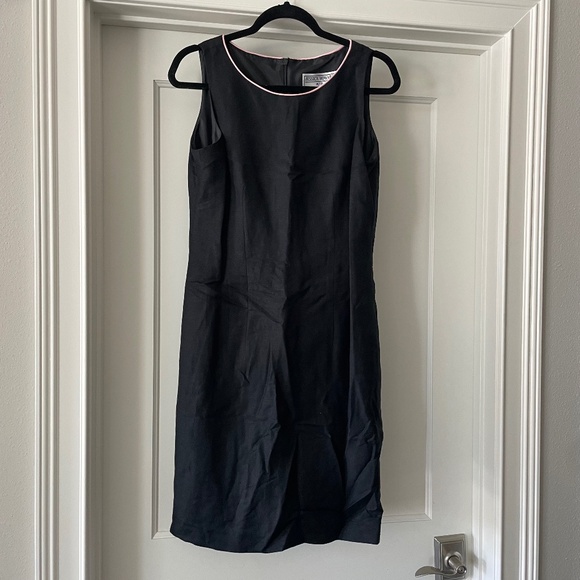 Jessica Howard Women’s Black w/Pink Trim Shift Linen Dress, Size 12 Petite - Picture 1 of 5